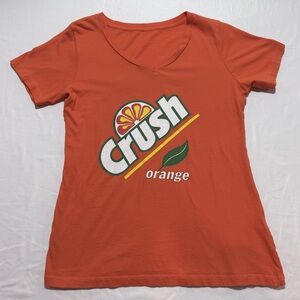 Orange Crush Carbonated Soda Beverage V-Neck Womens Shirt Top Size Small/Medium